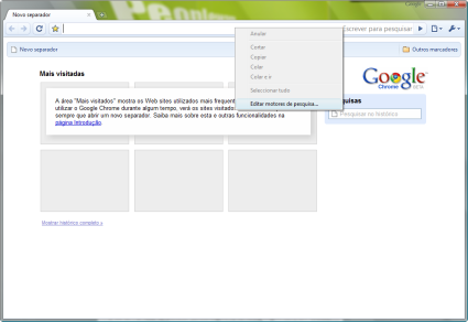 Adicionar pesquisas ao Google Chrome