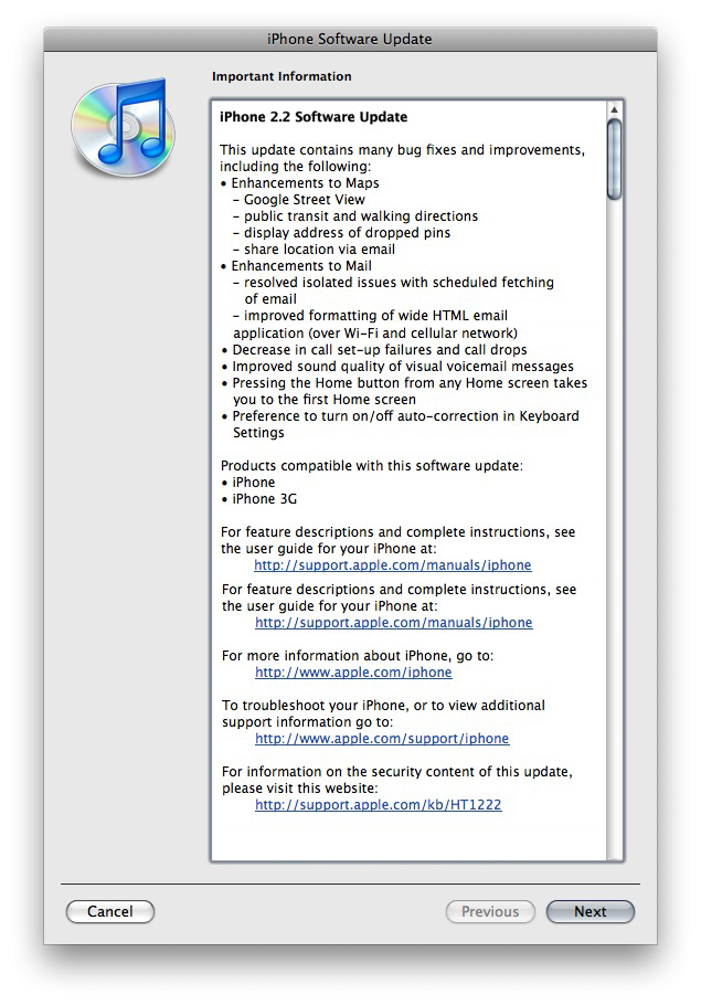 iPhone 2.2 Firmware Update