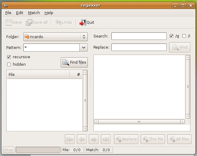 Linux: Regexxer Search Tool