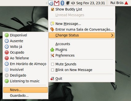 Como colocar uma mensagem pessoal no Pidgin?