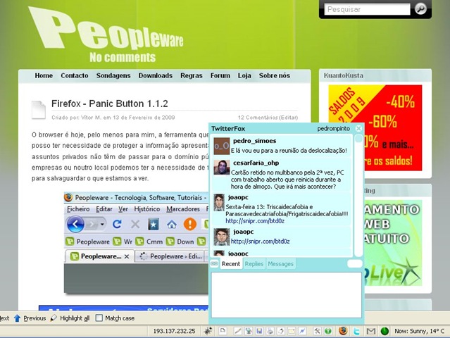 Twitter no Firefox … eu twitto, tu twittas..