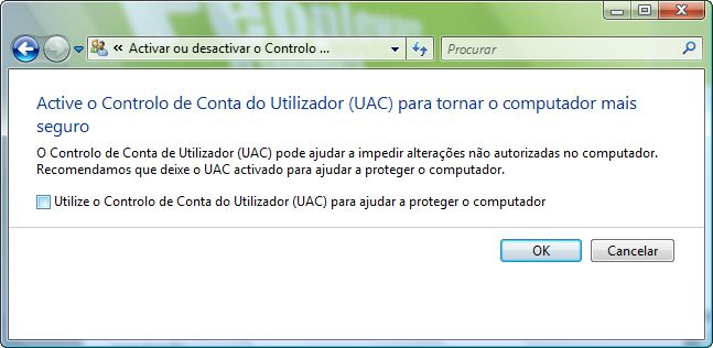 Desabilitar UAC no Vista muito facilmente