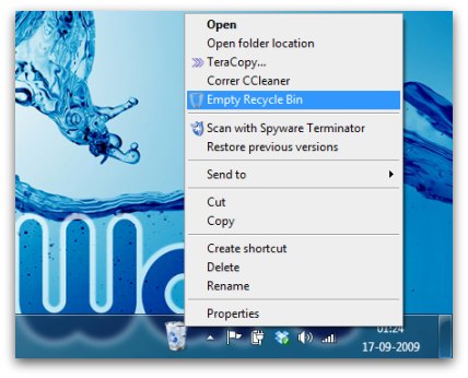 Windows 7: Reciclagem na barra de tarefas