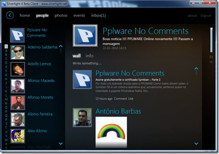 Cliente para Facebook baseado em Silverlight 4
