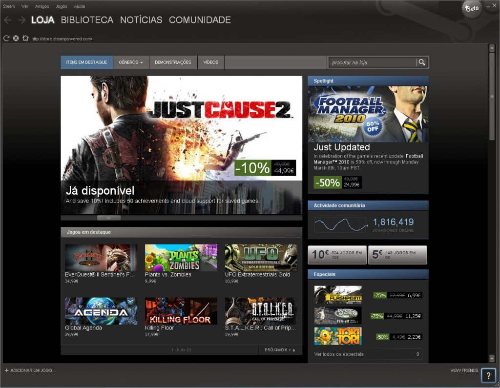 Nova versão Beta de Steam já disponível …