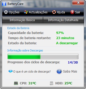 BatteryCare 0.9.7.10 – Para conhecer mais sobre a sua bateria