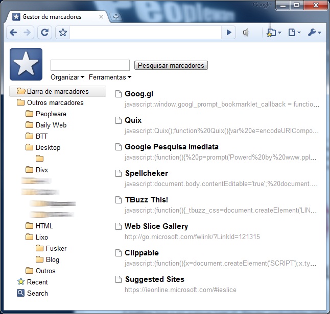 Chrome – Novo separador de favoritos