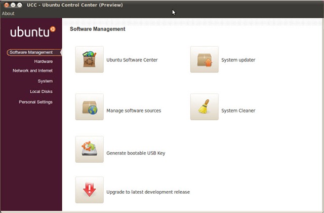 Ubuntu Control Center 0.1 – Um ponto de acção