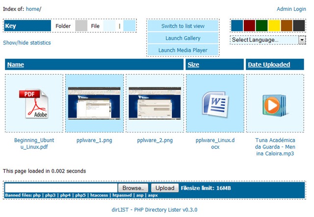 DirList 0.3.0 – Listagem Online de ficheiros via PHP
