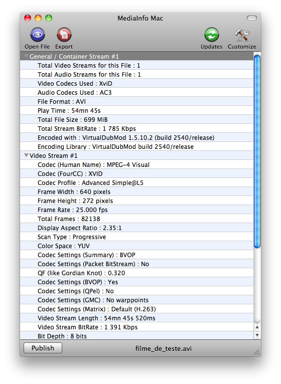 MediaInfo Mac 0.7.33.4 – Info detalhada de média
