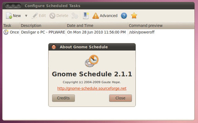 Programação automática de acções no Ubuntu 10.04