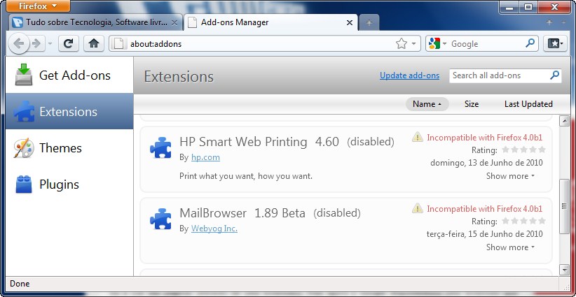 Dica: Usar extensões antigas no Firefox 4