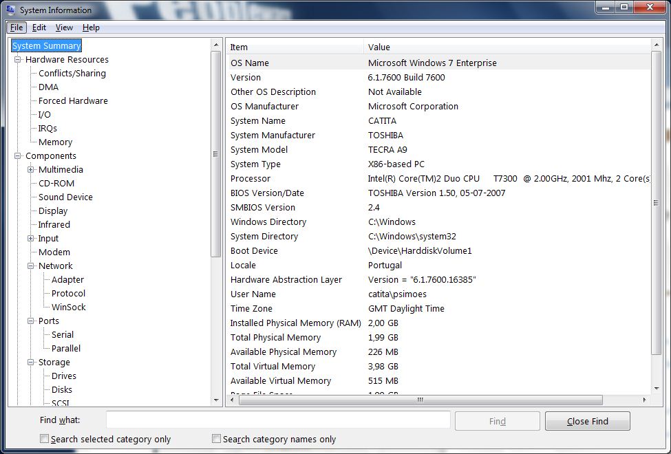 MsInfo32 – Informação de sistema dentro do Windows