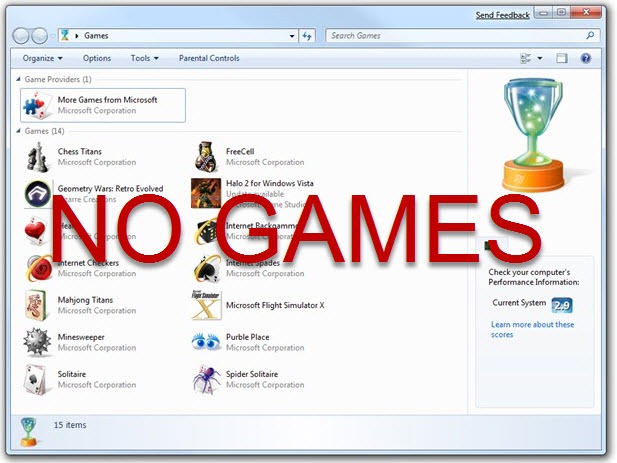 Dica: Desactivar os jogos do Windows 7