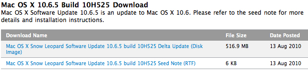 Versão 10.6.5 do Mac OS X já está nos developers