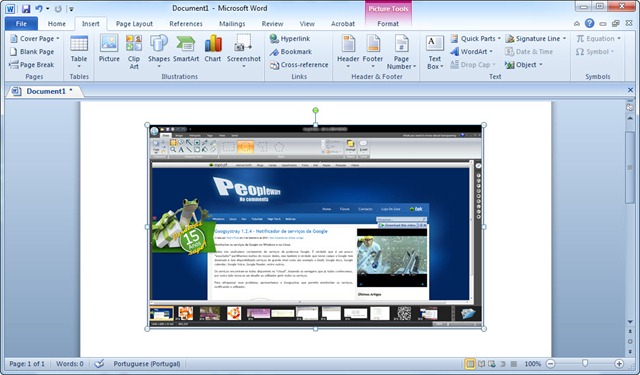 Dica: Inserir screenshots automaticamente no Word 2010
