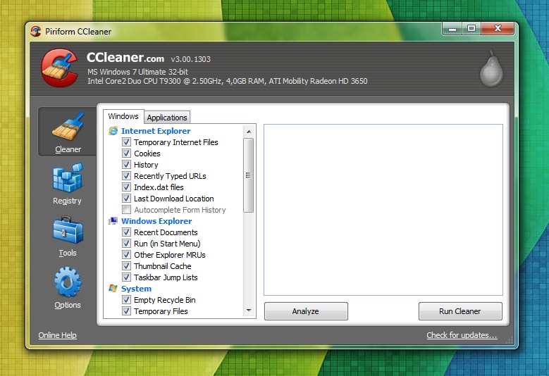 CCleaner 3.00.1303 – Arrumar a sua máquina sem stress!