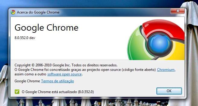 Google Chrome atingiu a versão 8