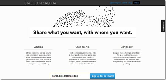 Diaspora disponibiliza Convites para usufruir da rede social