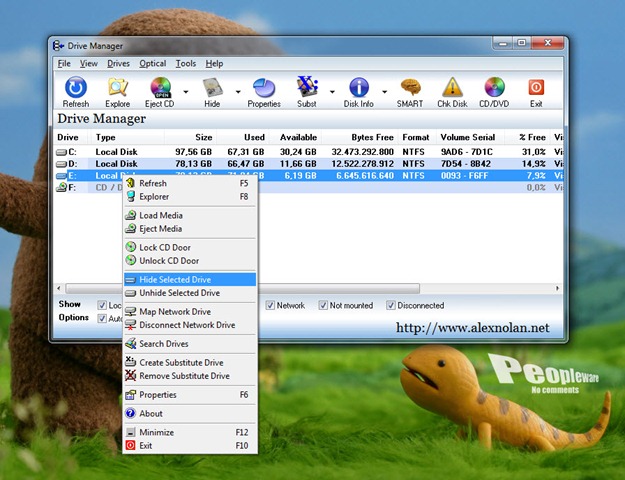 Drive Manager – Esconda discos e partições