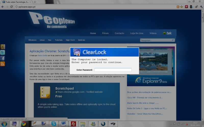 ClearLock – Bloquear acessos ao Windows