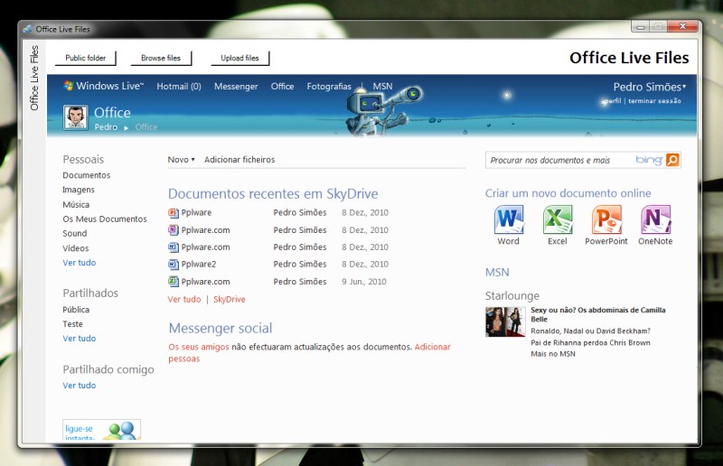 Office Live Files – Office integrado a 100%