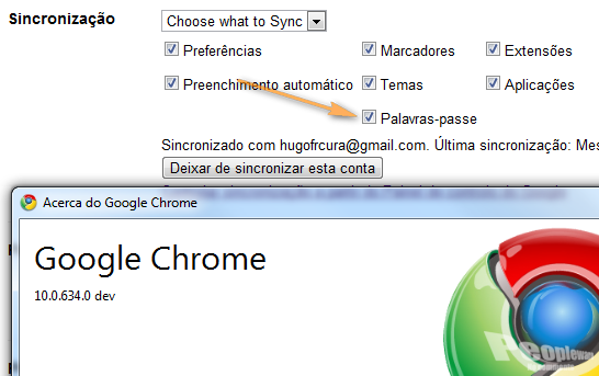 Dica: activar sincronização de palavras-passe no Chrome