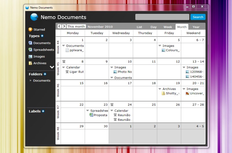 Nemo Documents – Calendário de documentos