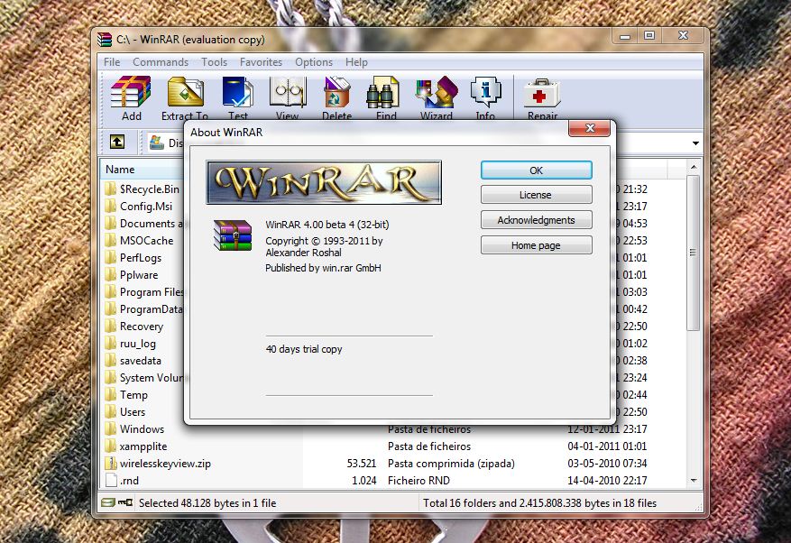 WinRAR 4.0 Beta 4