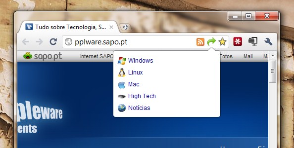 Extensão Chrome: IE9 Jump List Tasks