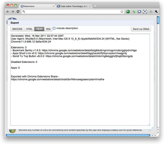 Extensão Chrome: Extensions Share for Google Chrome