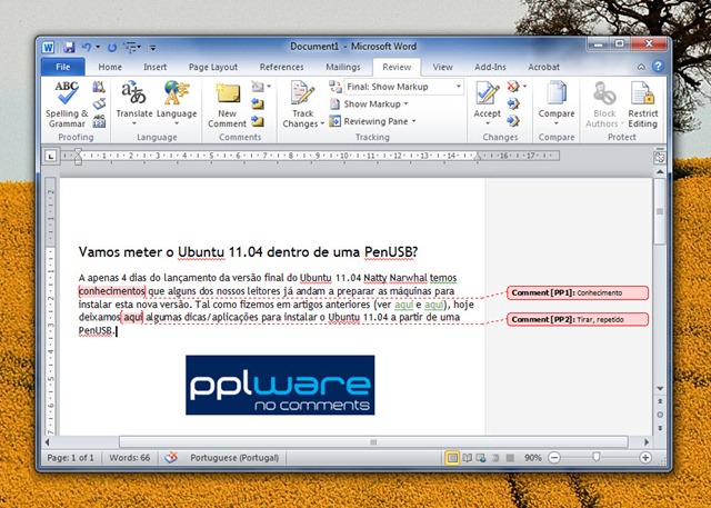 Aprenda a fazer revis&otilde;es de documentos no Microsoft Word