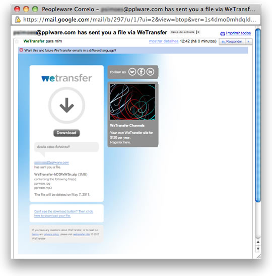 WeTransfer – Partilhe ficheiros até 2Gigas