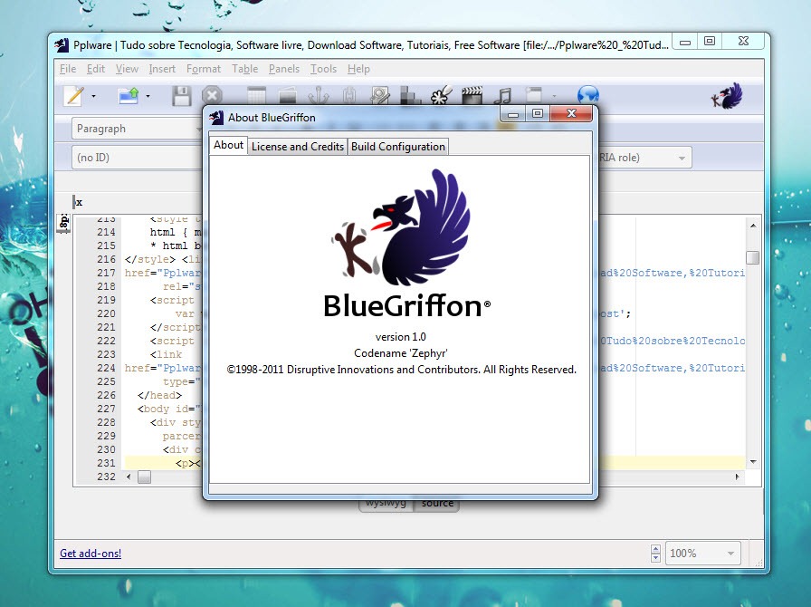 BlueGriffon Web 1.0 &ndash; Um editor Web WYSIWYG