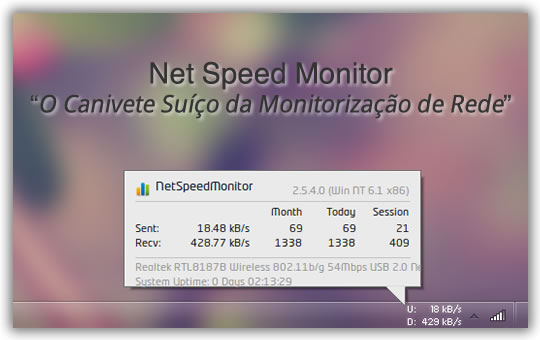 NetSpeedMonitor – Melhor indicador de Rede do Windows 7