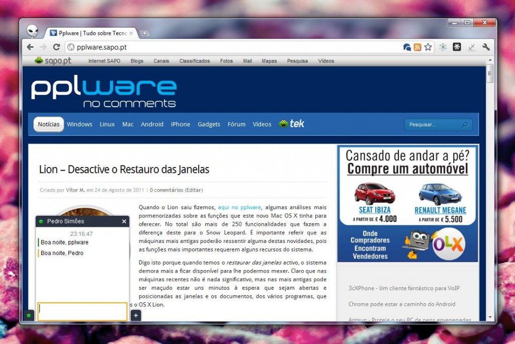 Extensão Chrome: Gtalklet – O Gtalk no Chrome