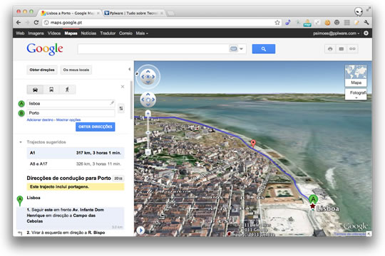 Google Maps – Veja os seus percursos em 3D