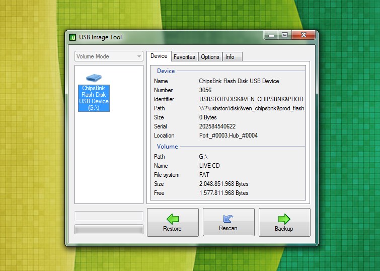 USB Image Tool 1.58 – Backups das suas pens USB