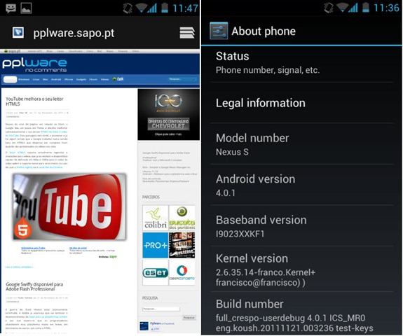 Primeiras impress&otilde;es do Android Ice Cream Sandwich