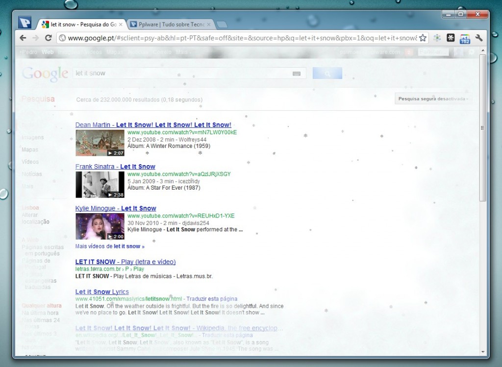 Deixem nevar na pesquisa Google…