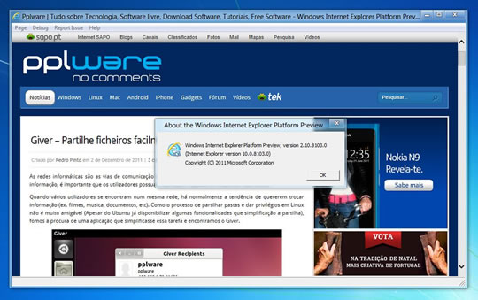Internet Explorer 10 Platform Preview 4 disponível