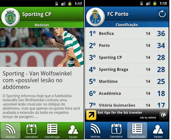 Acompanha o Sporting, Porto ou Benfica no teu Android