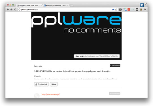 Hopper – Alojamento rápido de imagens, texto e links