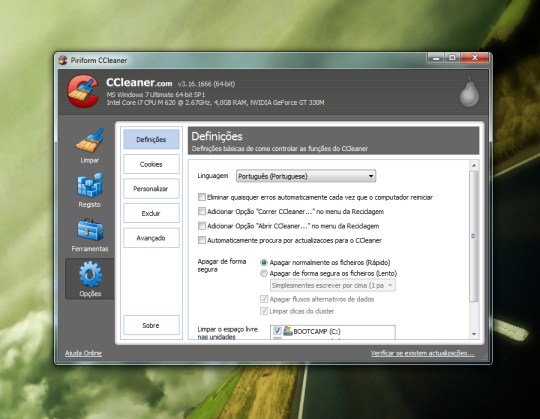 CCleaner 3.16.1666 – Arrumar a sua máquina sem stress!