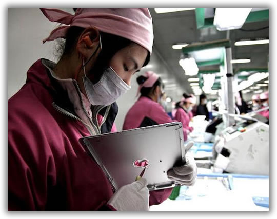 Quais as condições de fabrico de um iPad ou iPhone?