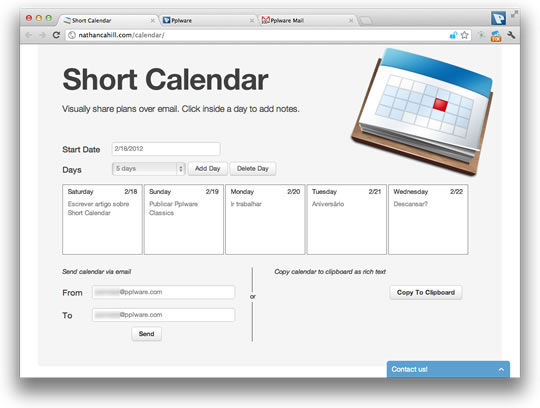 Short Calendar – A sua agenda por email