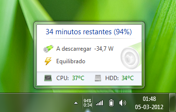 Popup de informação rápida - BatteryCare