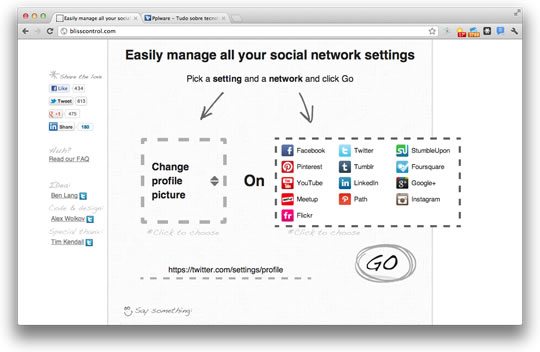 Blisscontrol – Uma central de configurações das redes sociais