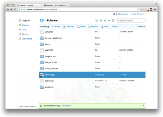 Dropbox – Uploads mais fáceis via browser