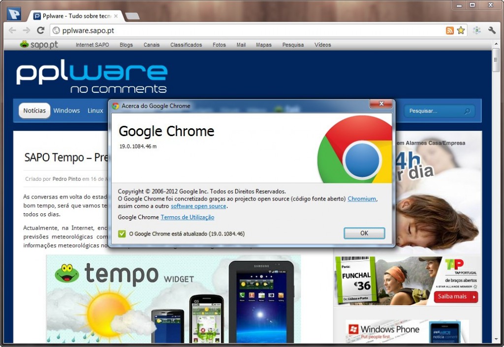 O novo Chrome 19 e o sincronismo de separadores abertos